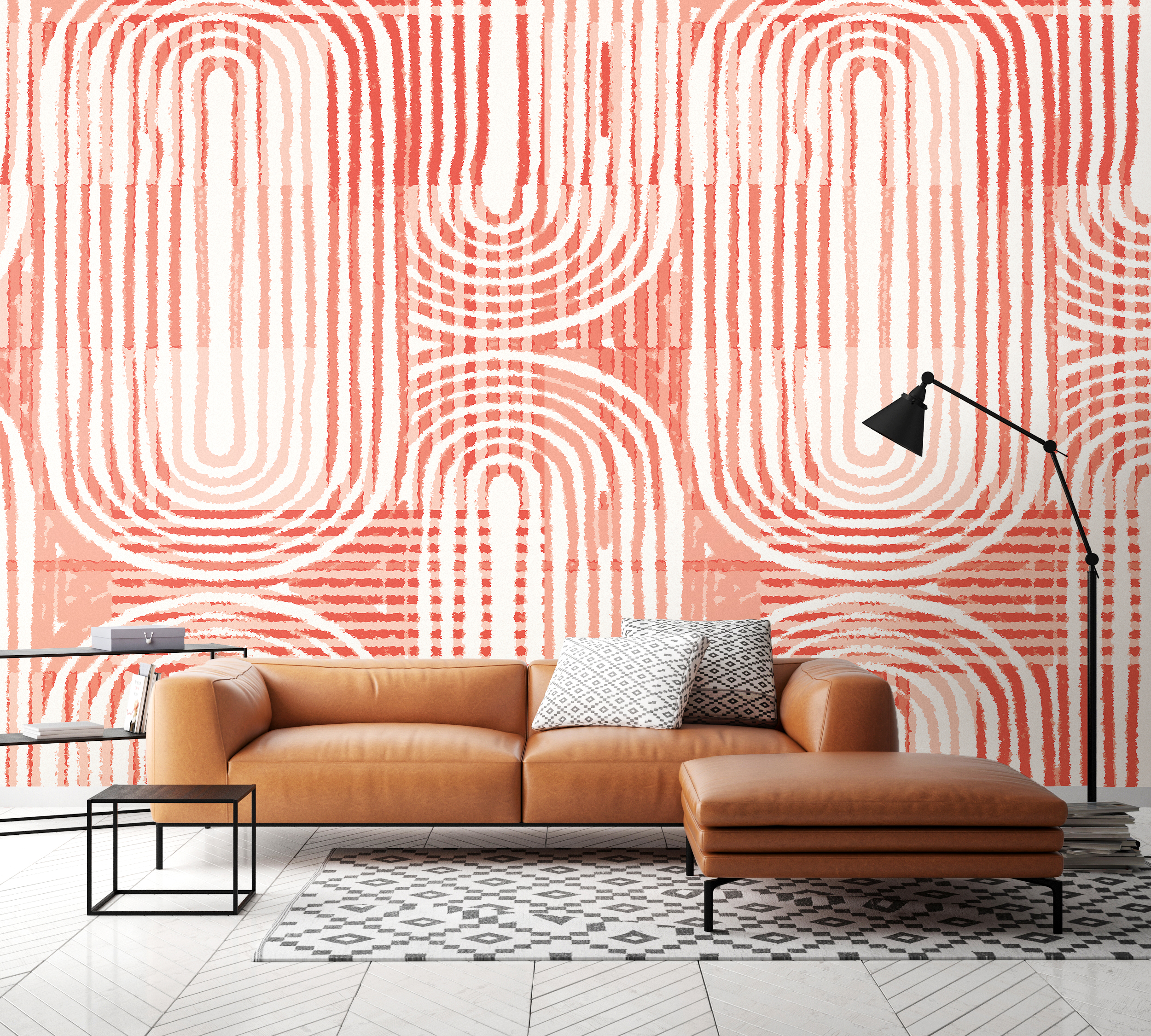 Fototapet Curved Linen Texture M, Orange, Origin Murals, 300x240cm